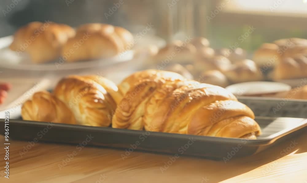 Freshly Baked Croissants in a Rustic Bakery Freshly Baked Croissants in a Rustic Bakery