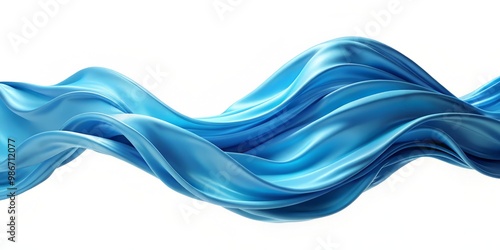Softly undulating waves of sky blue fabric cascade across a crisp white canvas, unfurling a banner-like effect that's
