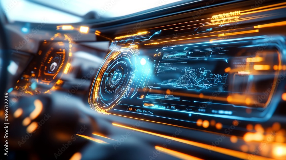 A hyper-realistic game loading screen featuring high-tech HUD elements ...