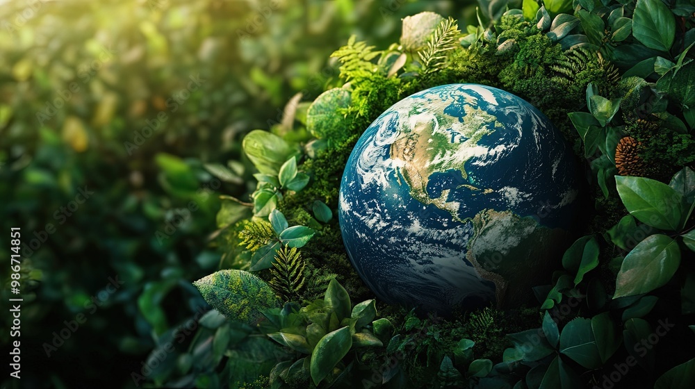 A world embraced by greenery and nature showcasing environmental sustainability A world embraced by greenery and nature showcasing environmental sustainability