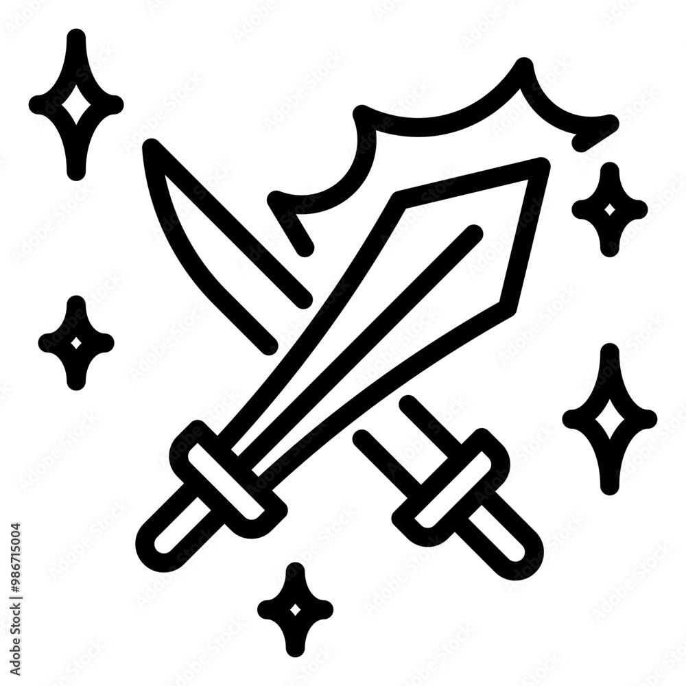 sword icon, Line icon style sword icon, Line icon style