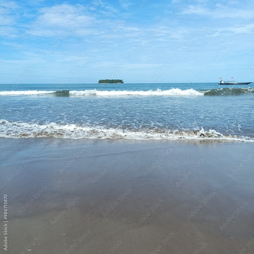 view of the beach and waves in the morning view of the beach and waves in the morning