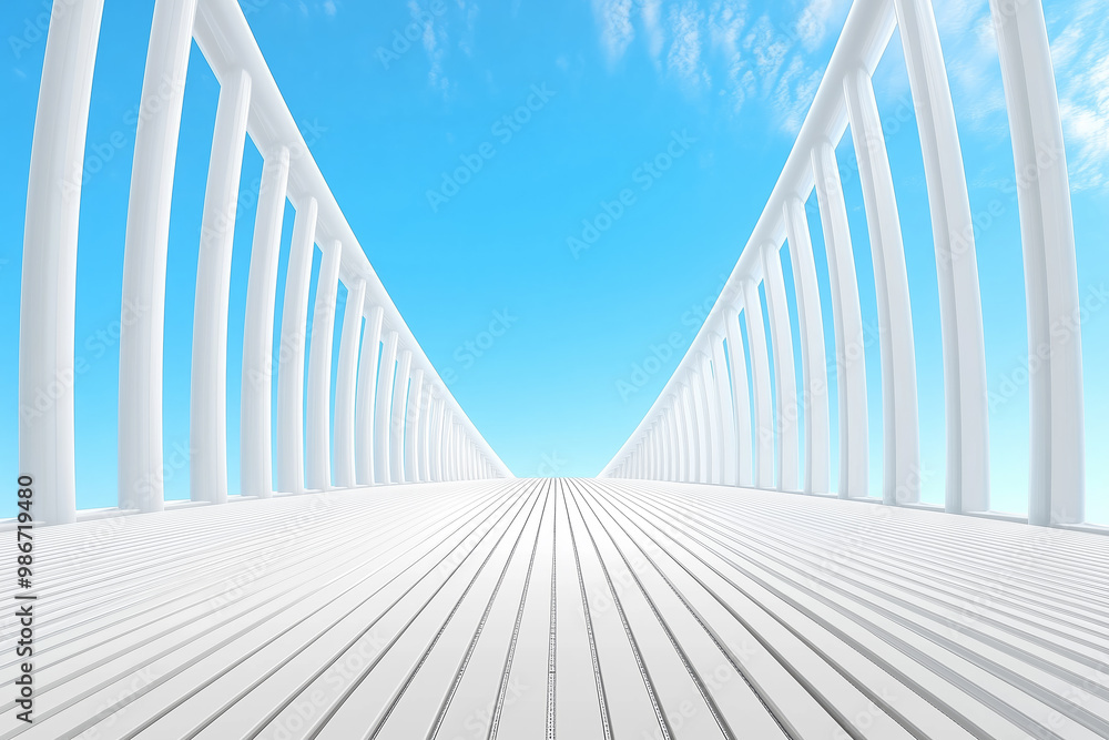Obraz premium A bright and open walkway leading towards the horizon under a clear blue sky during daylight