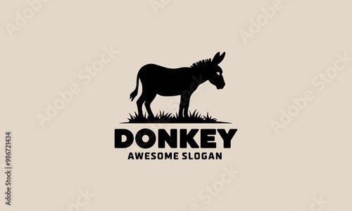Minimalist donkey silhouette logo design.