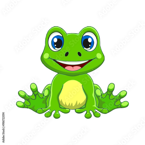 Frog cartoon vector art and illustration