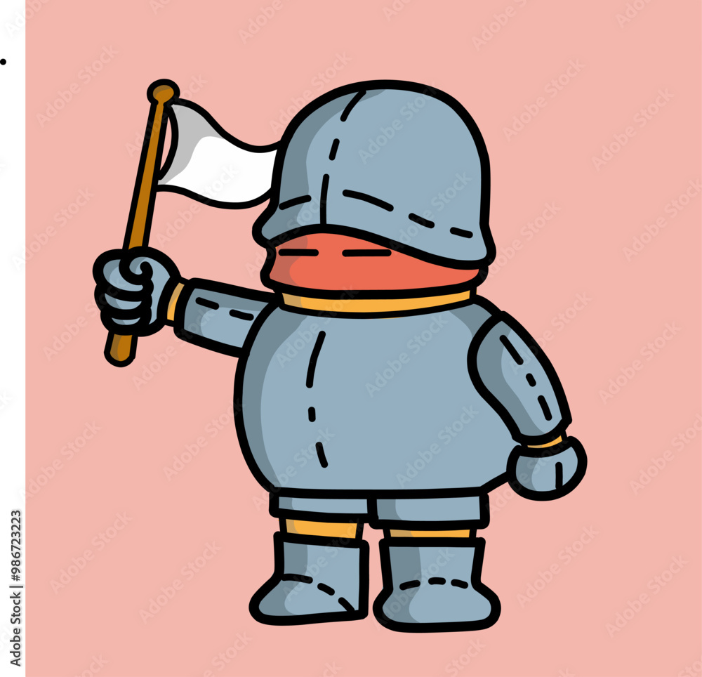 A cute robot character in armor A cute robot character in armor
