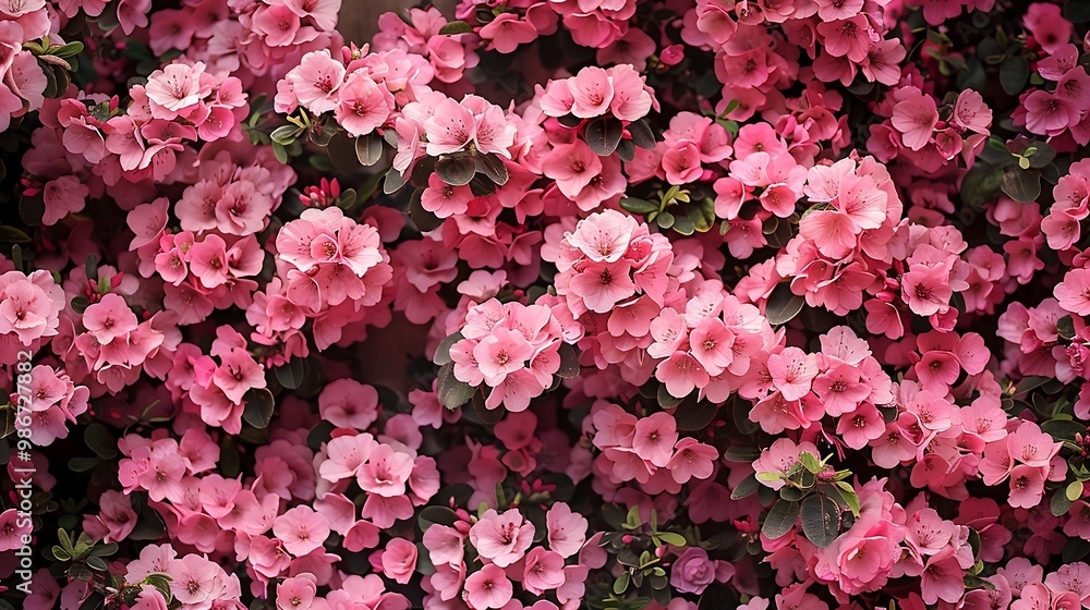 Fototapeta premium A vibrant display of pink flowers creating a lush, colorful floral arrangement.