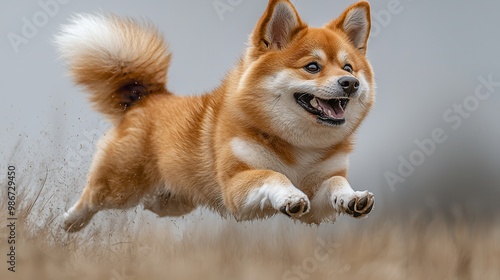 Joyful Shiba Inu Running Through Open Fields photo