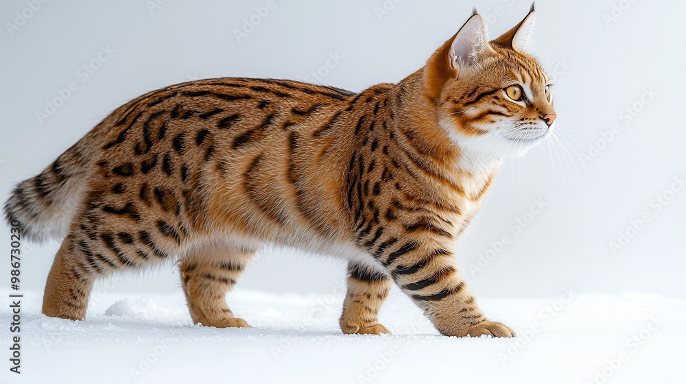 Majestic Savannah Cat in Full Body Profile Majestic Savannah Cat in Full Body Profile