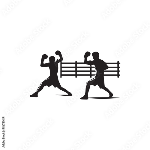 Creative Set Of Illustration Boxing Logo Design