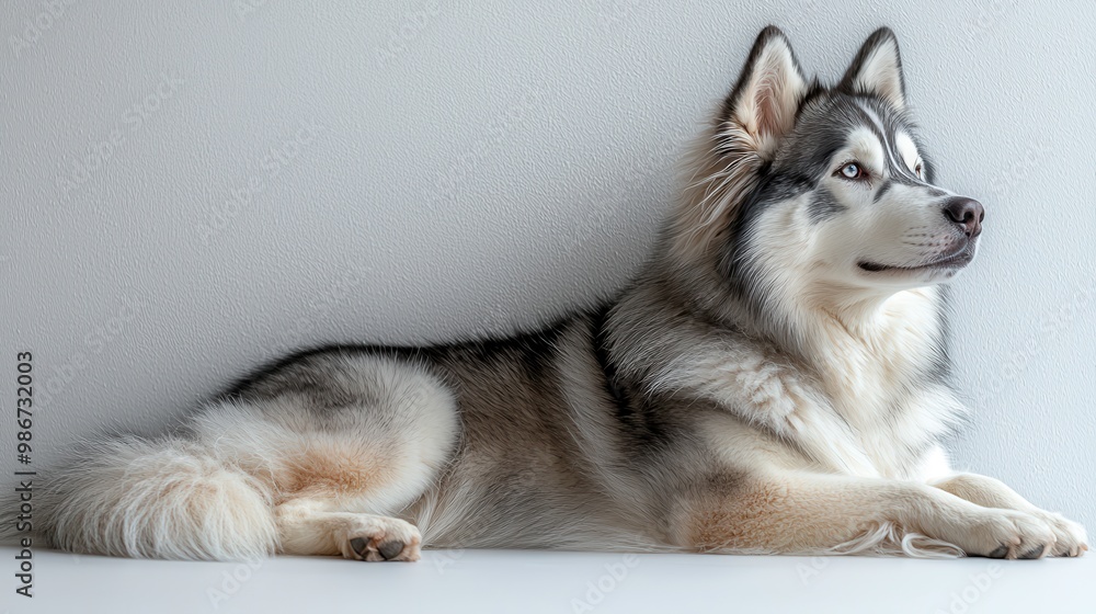 Serene Alaskan Malamute Relaxing in a Calm Setting Serene Alaskan Malamute Relaxing in a Calm Setting