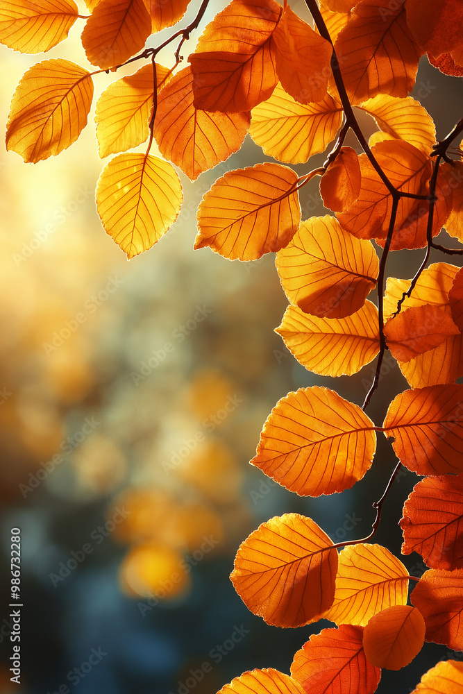Colorful autumn leaves with sunlight shining through Colorful autumn leaves with sunlight shining through