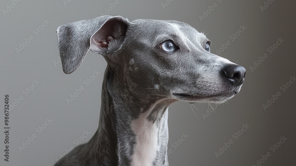 Serene Whippet in Profile Against Neutral Background Serene Whippet in Profile Against Neutral Background
