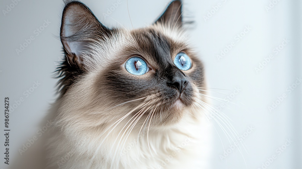 Vibrant Balinese Cat Portrait with Striking Blue Eyes Vibrant Balinese Cat Portrait with Striking Blue Eyes