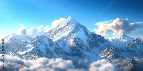 Majestic K2 mountain peak against a clear blue sky