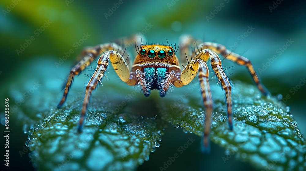 Macro Photography of Jumping Spider on a Leaf Macro Photography of Jumping Spider on a Leaf