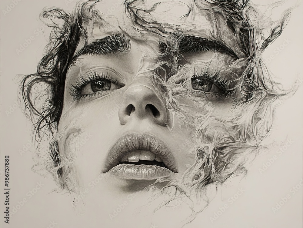 Intriguing Portrait of a Woman with Abstract Hair Intriguing Portrait of a Woman with Abstract Hair
