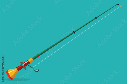 A vibrant illustration of a customizable fishing rod designed for outdoor sports lovers, Customizable fishing rod illustration