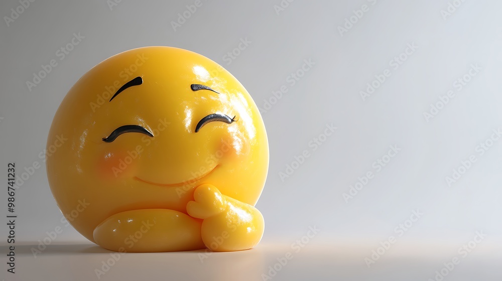 Fototapeta premium Shy Yellow Face with a Blushing Smile