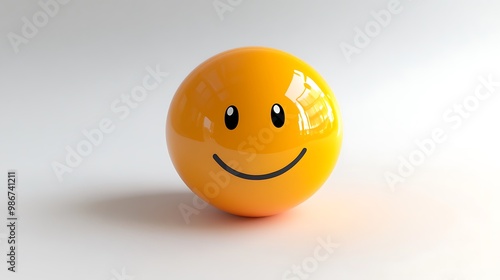 3D cartoon icon Smiling yellow face isolated on white background