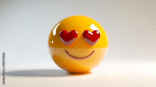 3D cartoon icon Yellow Face Laughing with Joyful Eyes isolated on white background