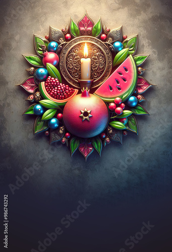 logo or symbol of happy yalda night celebration