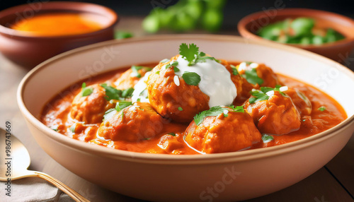 Close-up of Delicious Indian Butter Chicken in a Bowl