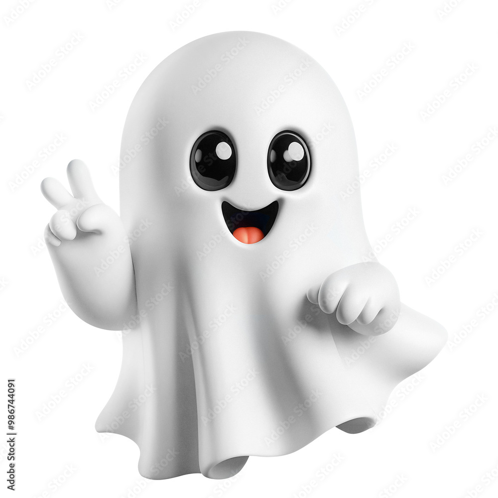 3d style cute funny Halloween Ghost showing victory sign isolated on transparent background PNG Image, Halloween graphic elements 3d style cute funny Halloween Ghost showing victory sign isolated on transparent background PNG Image, Halloween graphic elements