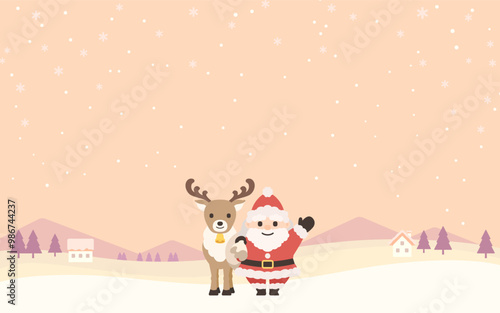 Wallpaper Mural サンタクロースとトナカイの背景イラスト Torontodigital.ca