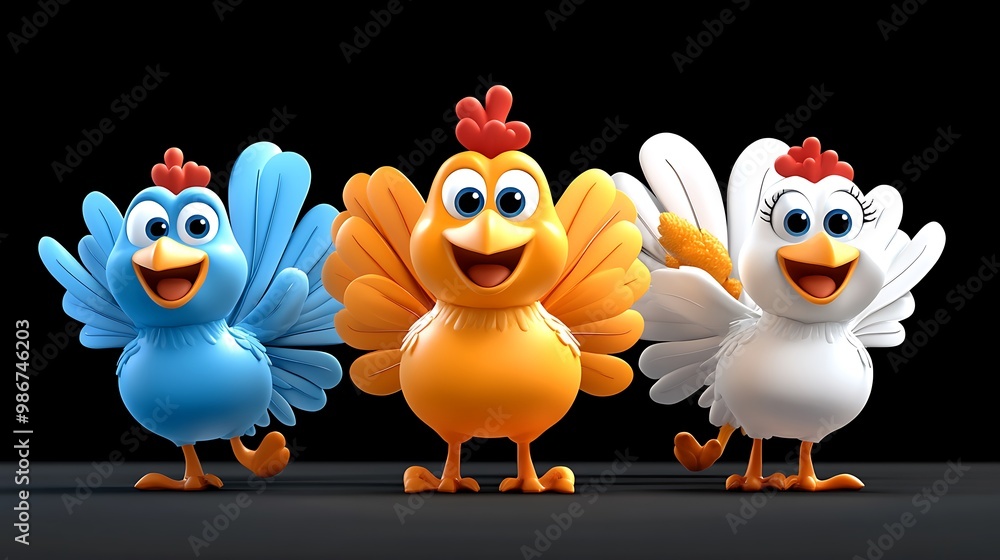 Colorful Cartoon Birds with Cheerful Expressions Colorful Cartoon Birds with Cheerful Expressions