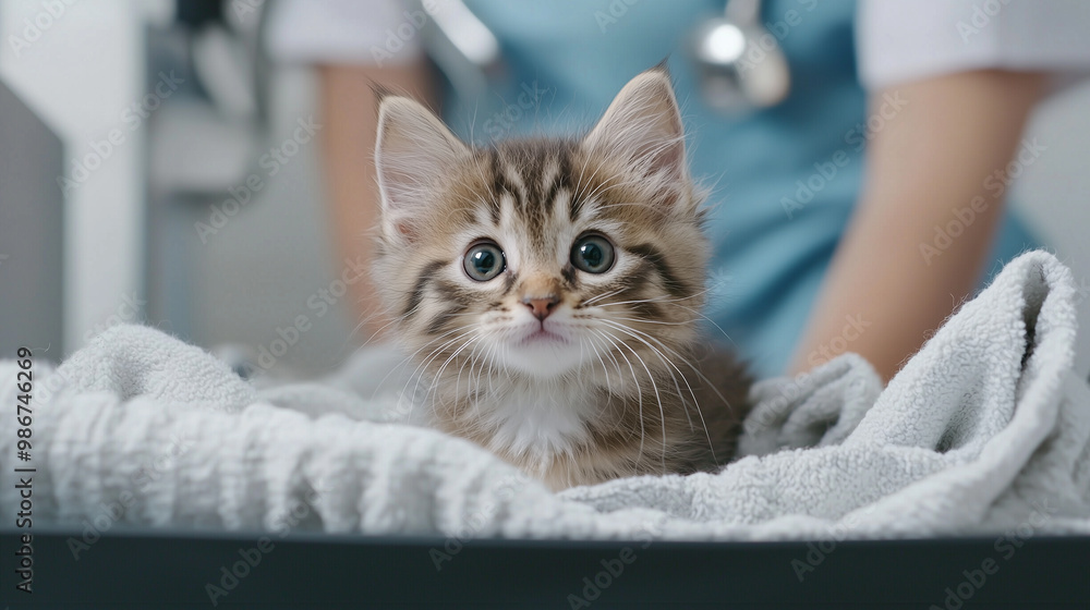 Rescued Kitten Receiving Care at an Animal Shelter Rescued Kitten Receiving Care at an Animal Shelter