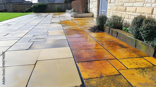 A Comparison of Cleaned and Uncleaned Patio Tiles