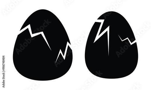 Happy Easter broken egg set. Broken eggs icon set. Cracked egg. Vector illustration. 