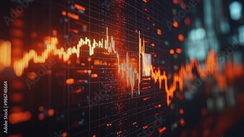 Close-up View of a Stock Market Chart Displaying Fluctuating Numbers