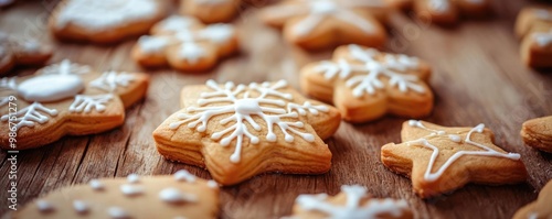 Delicious gingerbread cookies decorated with royal icing in festive shapes, perfect for holiday celebrations and gatherings.