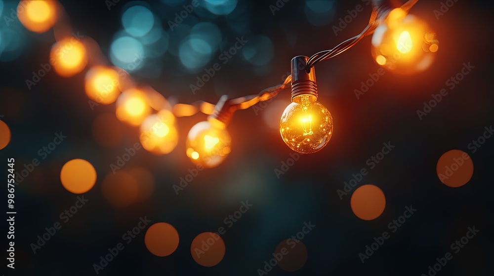 Warm string lights glowing softly against a dark background with a cozy bokeh effect Warm string lights glowing softly against a dark background with a cozy bokeh effect