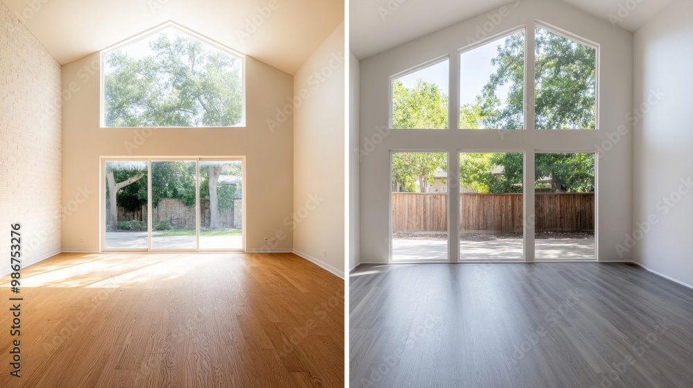 Fototapeta premium Bright and Spacious Living Room with Large Windows