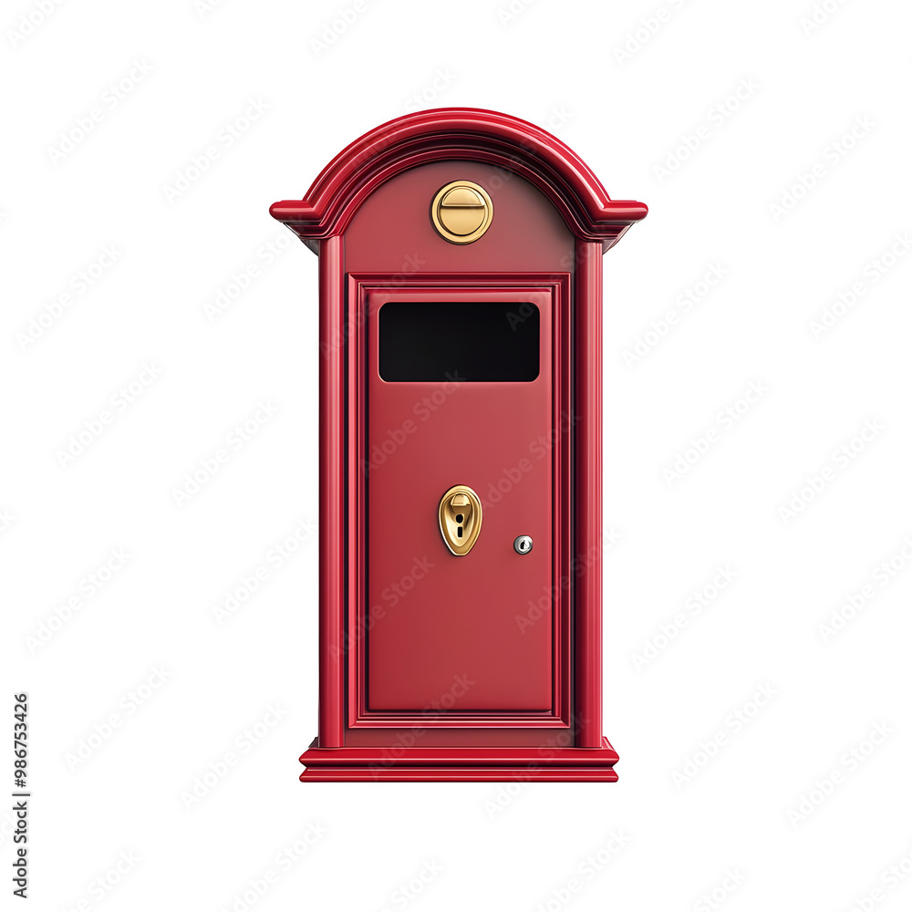 Photography of a Classic Red Mailbox with Mail Slot on White Background Photography of a Classic Red Mailbox with Mail Slot on White Background