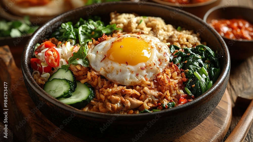 Fried Rice with Egg, Cucumber, and Spinach: A Delicious Asian Meal Fried Rice with Egg, Cucumber, and Spinach: A Delicious Asian Meal