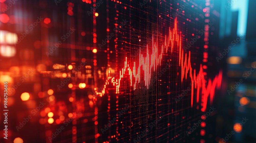 A Close-Up of a Red Stock Market Chart Displayed on a Screen A Close-Up of a Red Stock Market Chart Displayed on a Screen