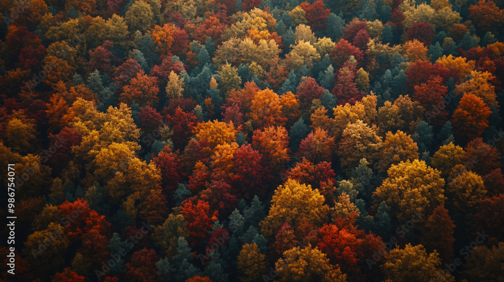 aerial view of vibrant autumn forest in golden hues aerial view of vibrant autumn forest in golden hues