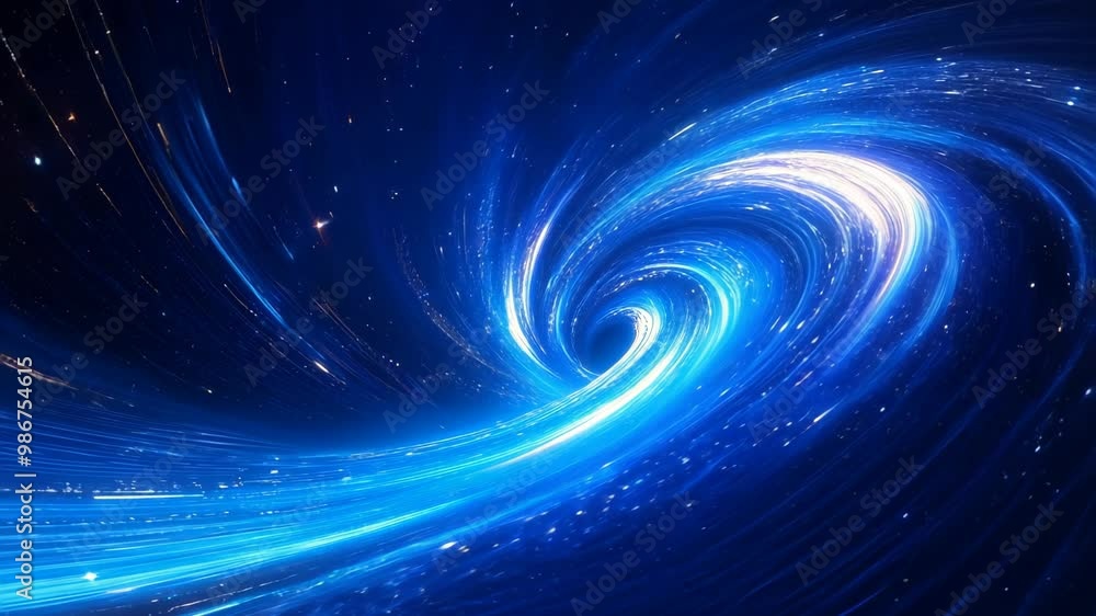 Dynamic Spiral Galaxy Warp with Luminous Stars and Deep Blue Background Dynamic Spiral Galaxy Warp with Luminous Stars and Deep Blue Background