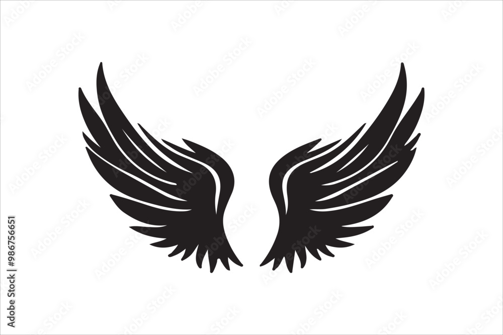Fototapeta premium A pair wings silhouette vector art illustration