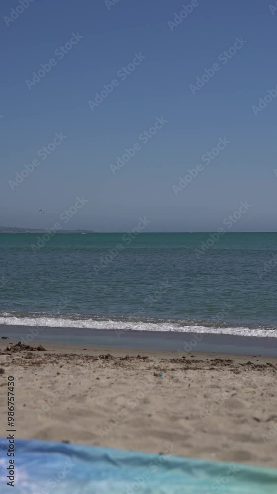 Beach Waves from Shore Point of View Sitting on Sand and Blanket Beach Waves from Shore Point of View Sitting on Sand and Blanket