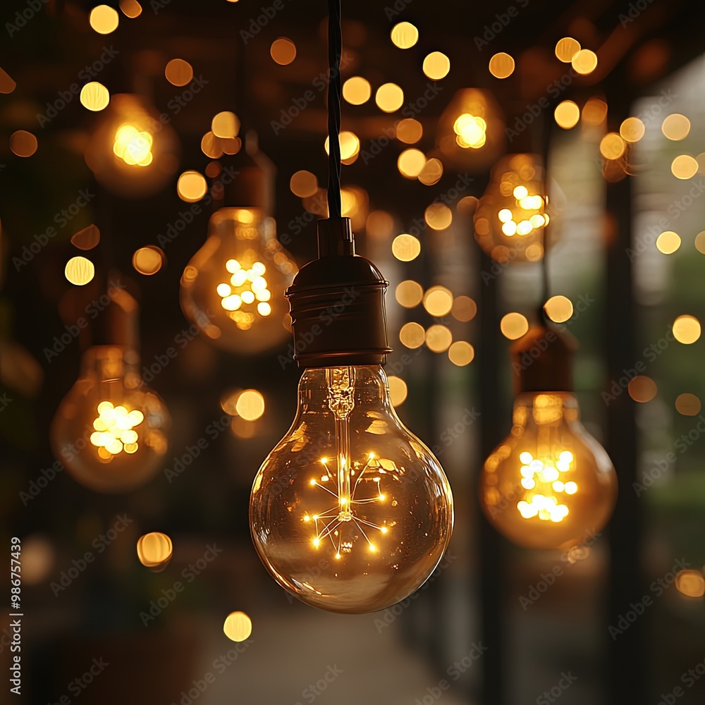 Warm string lights glowing softly against a dark background with a cozy bokeh effect Warm string lights glowing softly against a dark background with a cozy bokeh effect