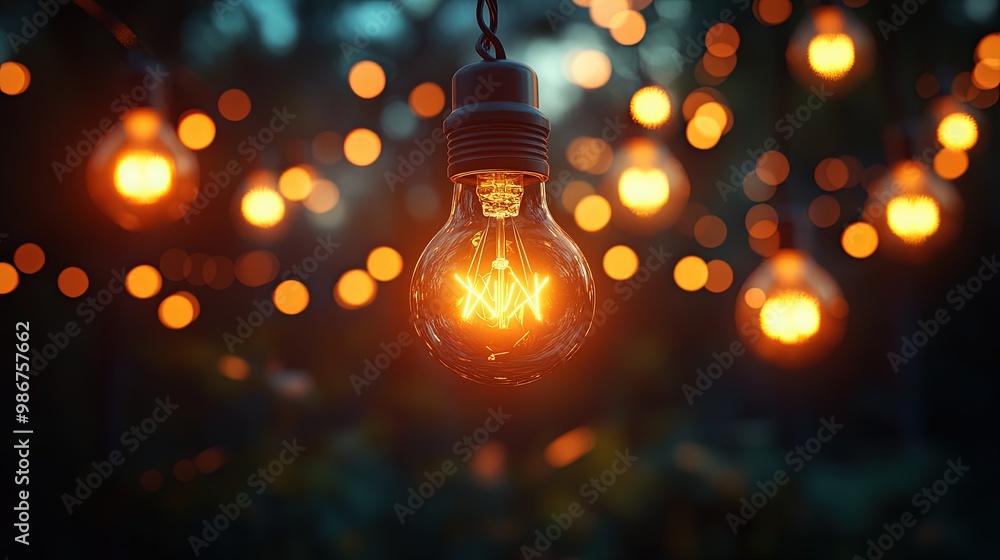 Warm string lights glowing softly against a dark background with a cozy bokeh effect Warm string lights glowing softly against a dark background with a cozy bokeh effect
