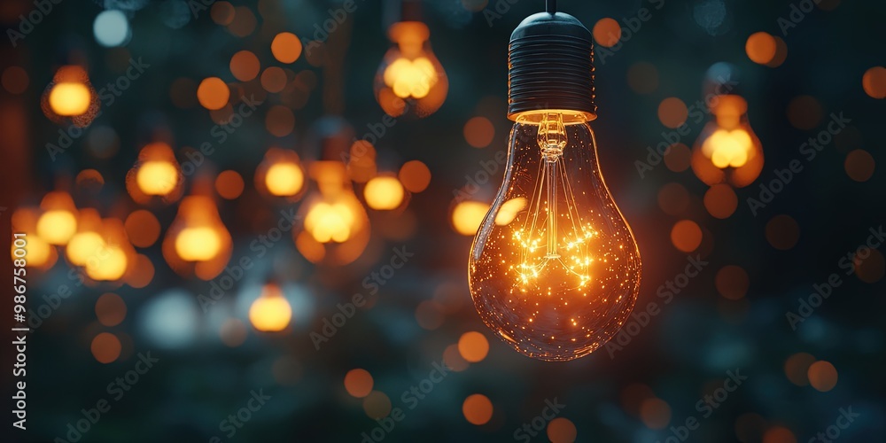 Warm string lights glowing softly against a dark background with a cozy bokeh effect Warm string lights glowing softly against a dark background with a cozy bokeh effect