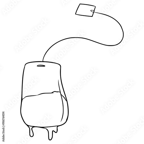 used tea bag illustration hand drawn outline vector