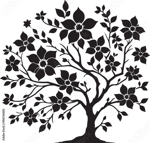 Dogwood flower silhouette vector illustration2.eps
