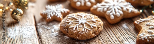 Deliciously decorated Christmas cookies on a rustic wooden table, perfect for holiday celebrations and festive gatherings.